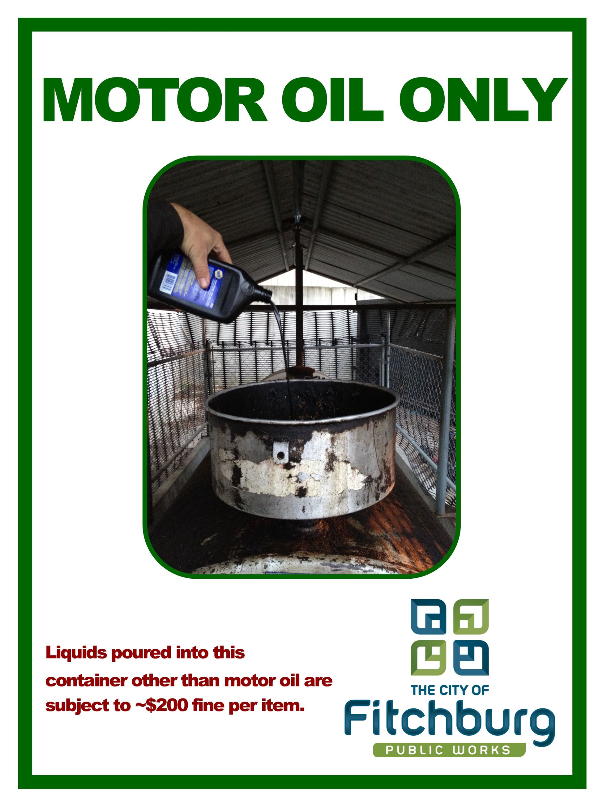 Motor Oil Only Aluminum Sign 2016-11-02